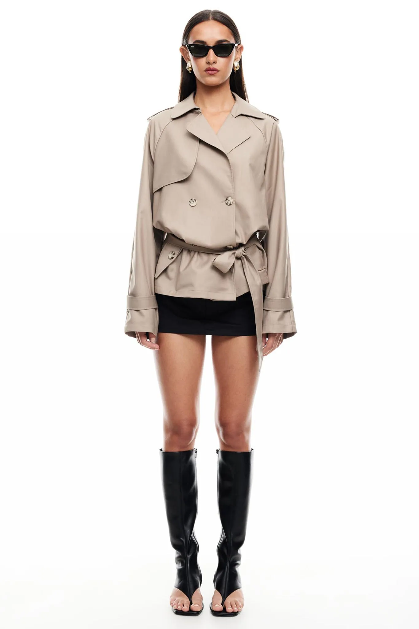 LIONESS Cropped Trencherous Coat Mushroom