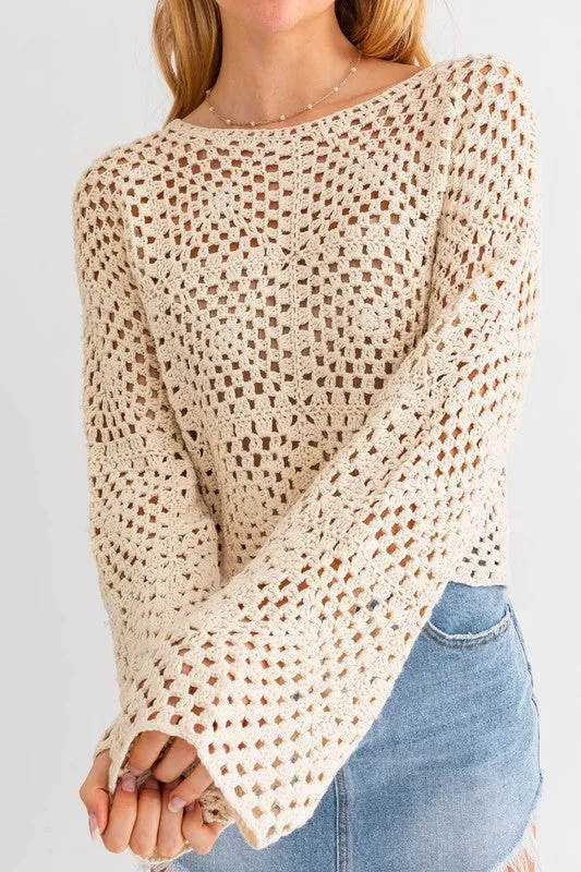 Long Sleeve Crochet Top