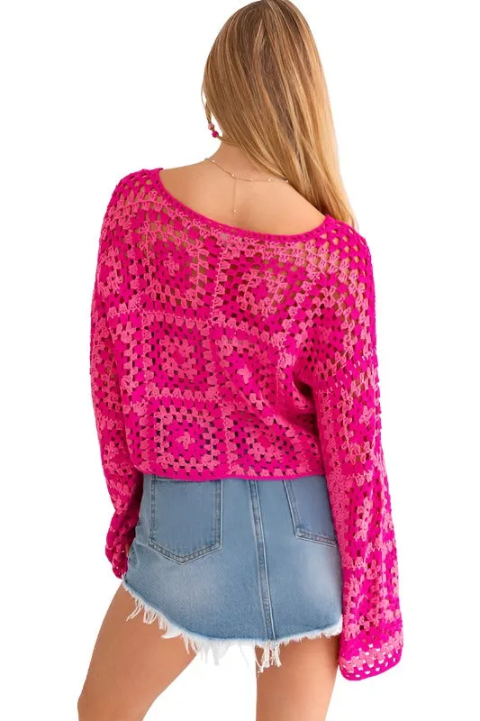 LONG SLEEVE CROCHET TOP