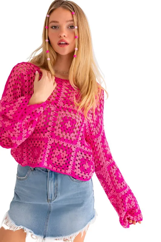 LONG SLEEVE CROCHET TOP