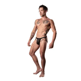 Male Power Show Stopper Jock - Silver Mesh Dot