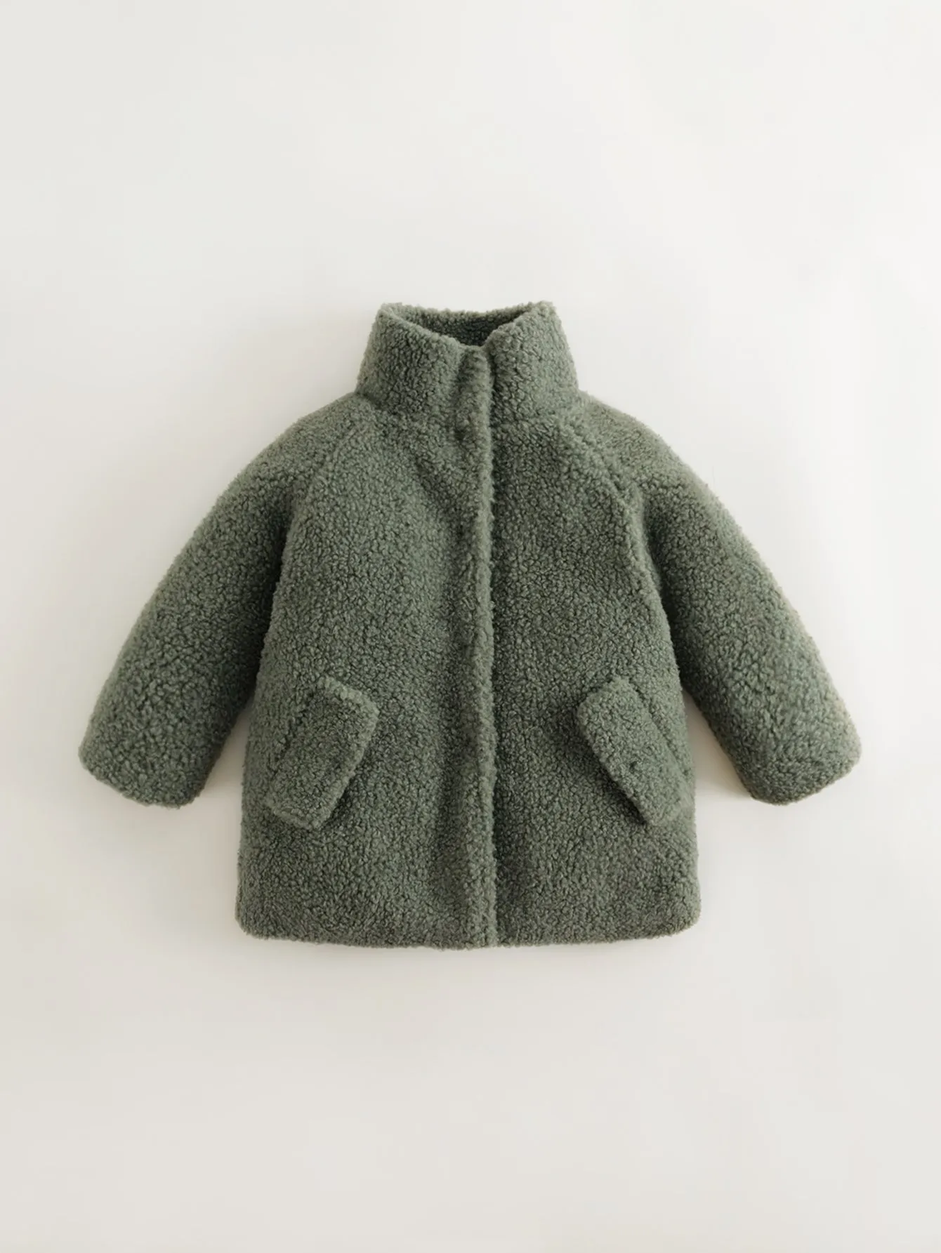 MARC & JANIE Girls Faux Lambs Wool Stand-up Collar Fleece Coat 231567