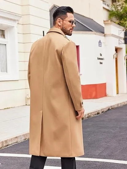 Men's Casual Winter Long Trench Brown Coat