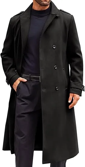 Men's Casual Winter Long Trench Brown Coat