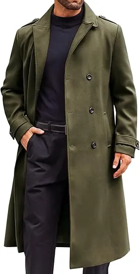 Men's Casual Winter Long Trench Brown Coat