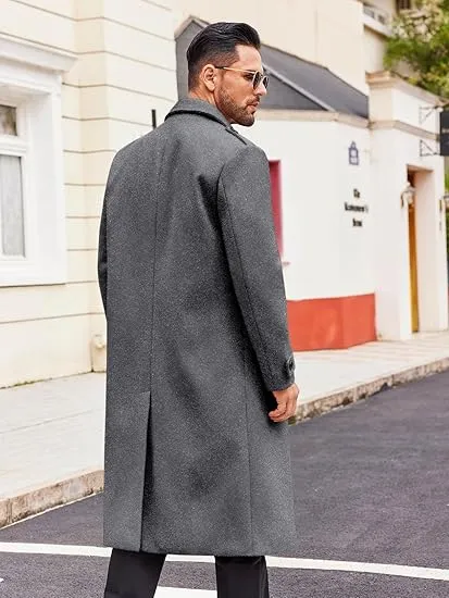 Men's Casual Winter Long Trench Brown Coat