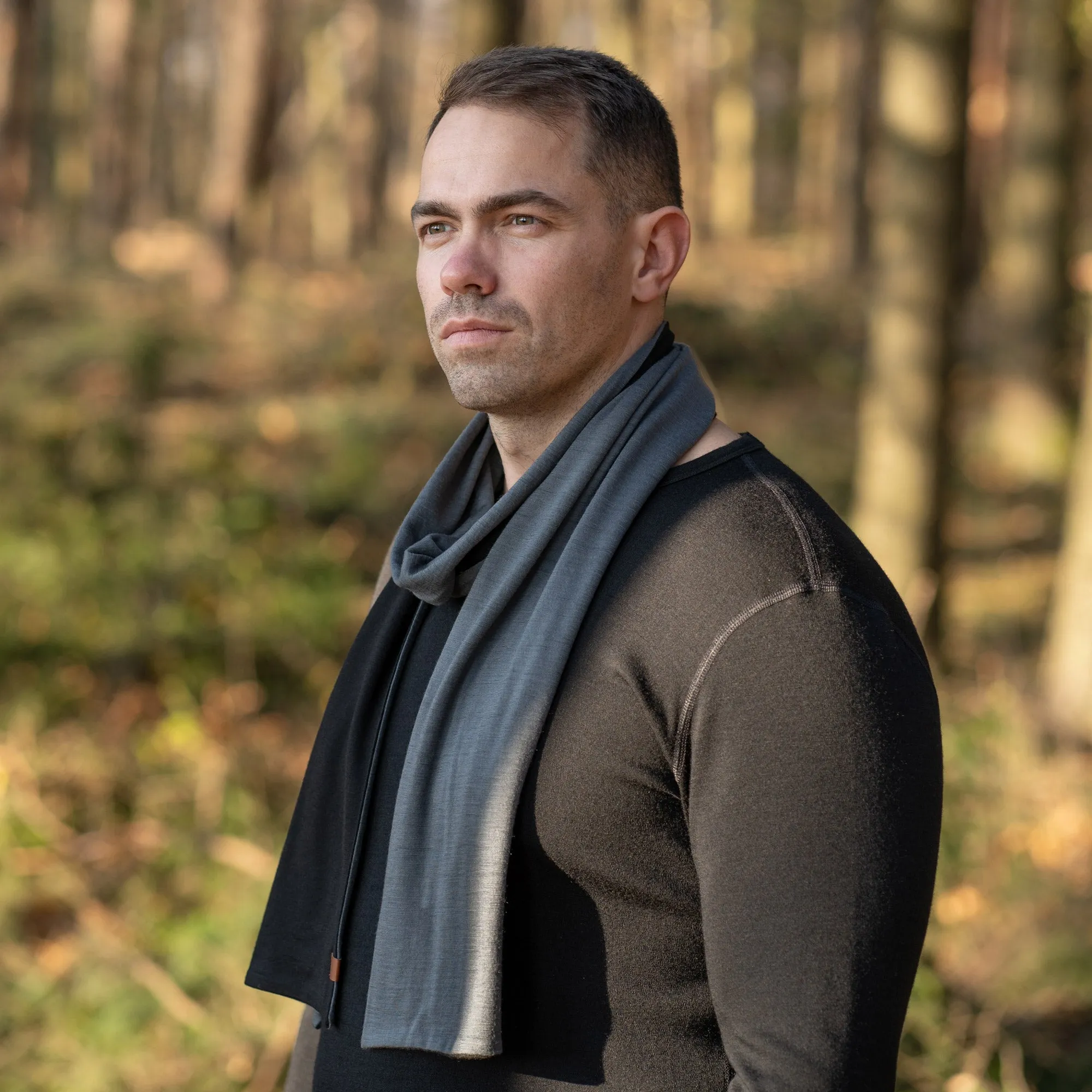 Men's Merino Scarf Black/Perfect Grey