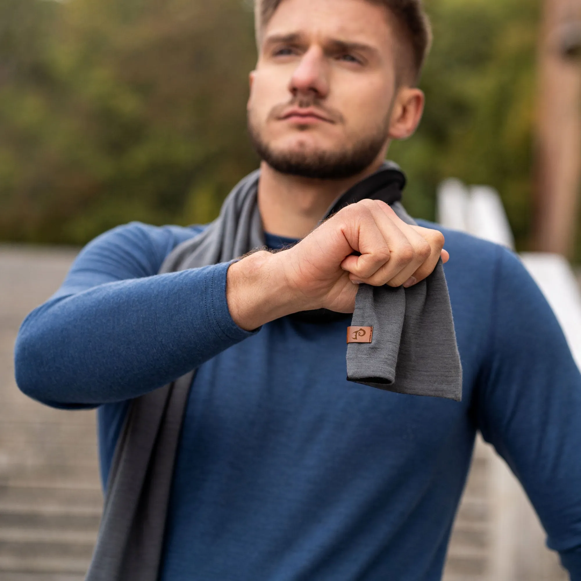 Men's Merino Scarf Black/Perfect Grey