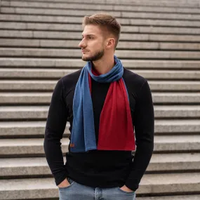 Men's Merino Scarf Denim/Royal Cherry