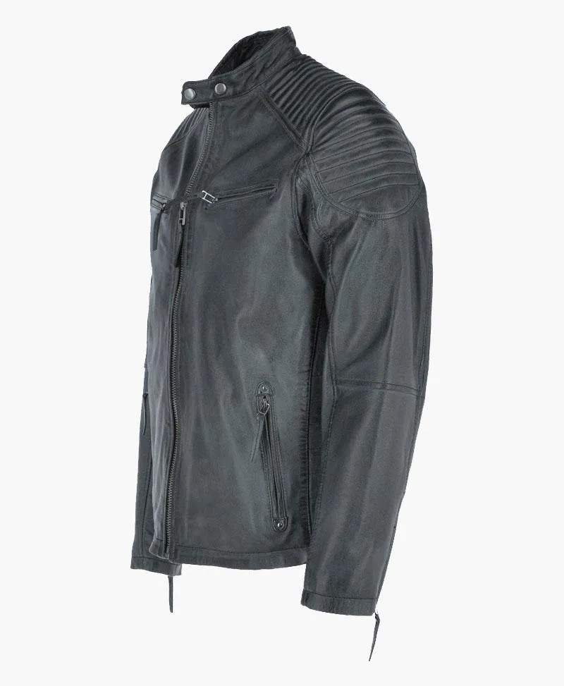 Men's Retro Racing Leather Biker Jacket