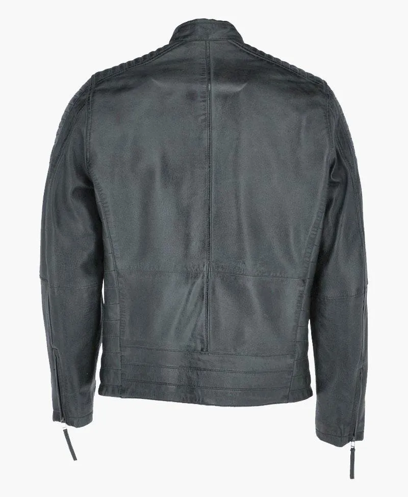 Men's Retro Racing Leather Biker Jacket