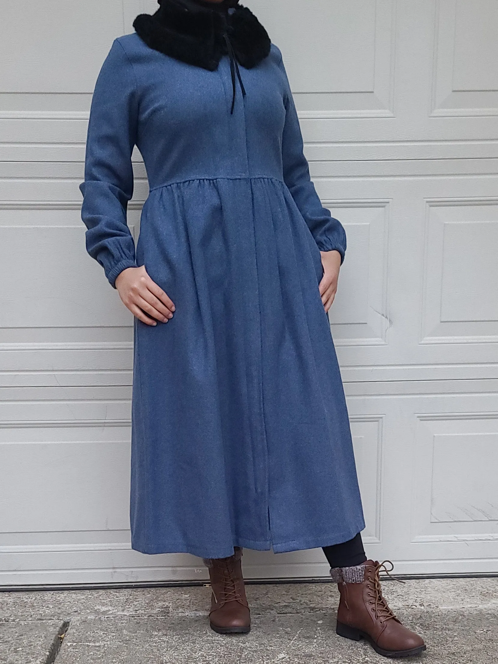 Midi Zipper Coat- Blue