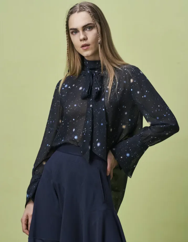 Midnight Blue Fancy Star Blouse