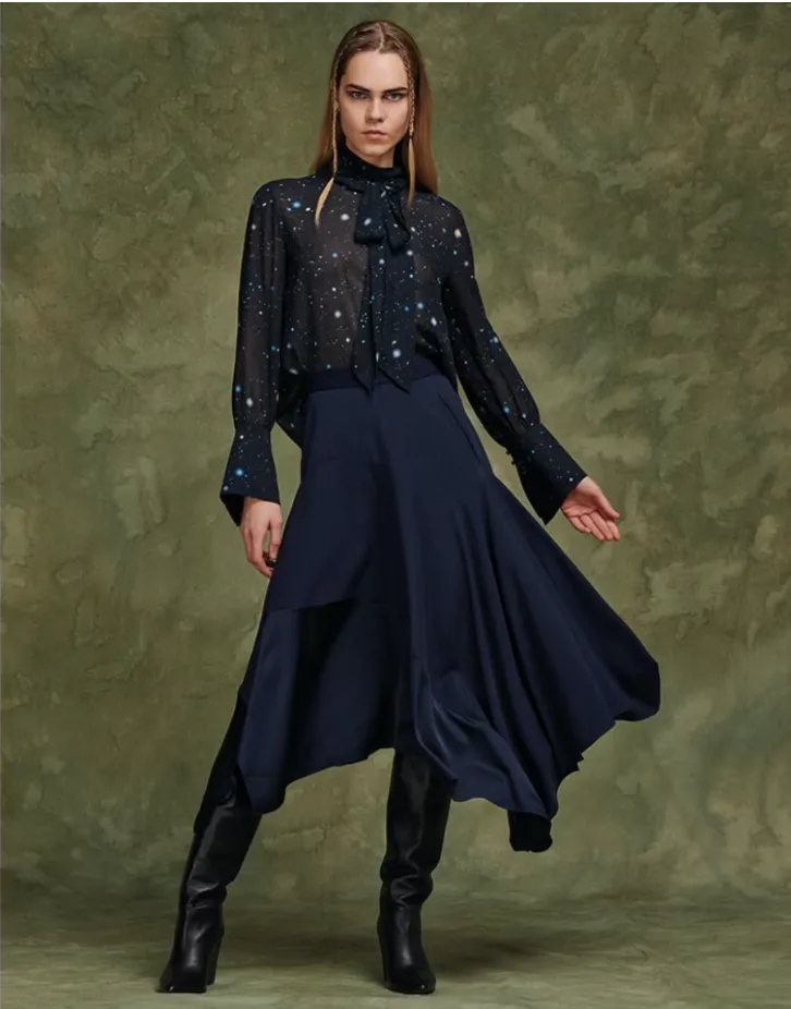 Midnight Blue Fancy Star Blouse