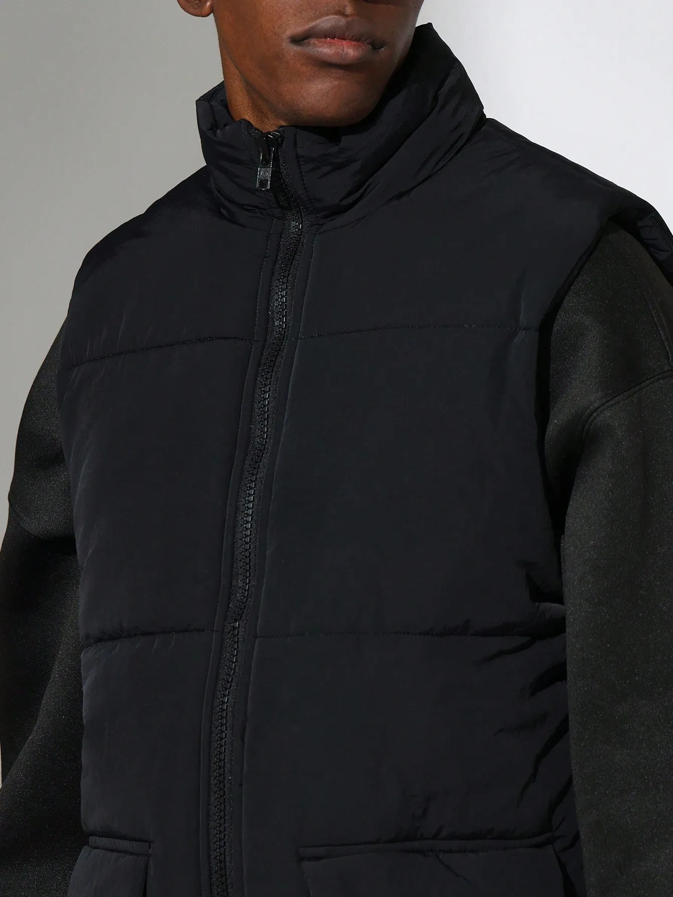 Mock Neck Zip Up Puffer Vest