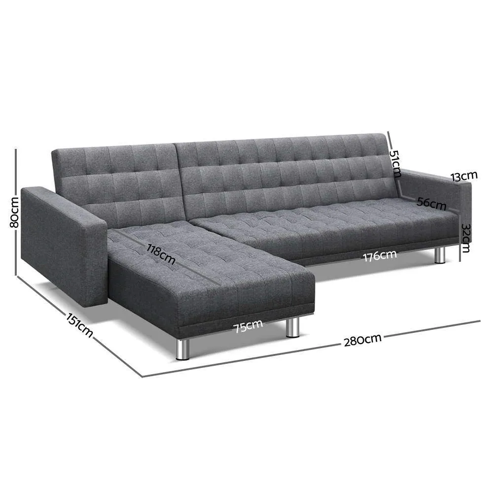 Modular Fabric Sofa Bed (Grey)