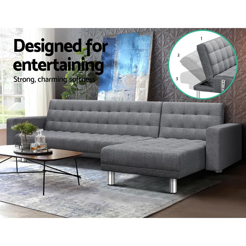 Modular Fabric Sofa Bed (Grey)