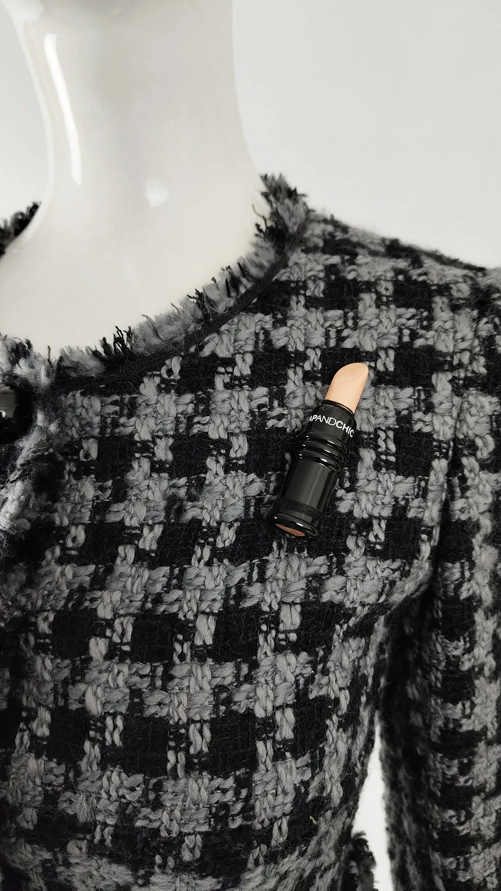 Moschino Vintage Grey & Black Tweed Perfume Bottle Jacket