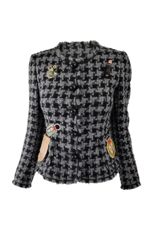 Moschino Vintage Grey & Black Tweed Perfume Bottle Jacket