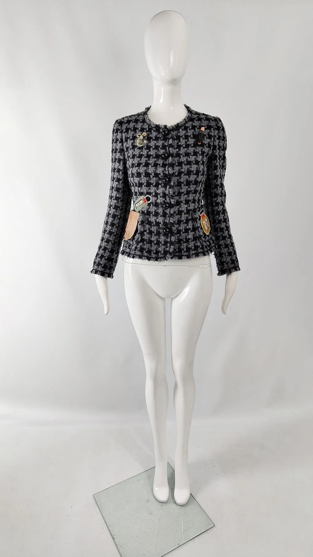 Moschino Vintage Grey & Black Tweed Perfume Bottle Jacket