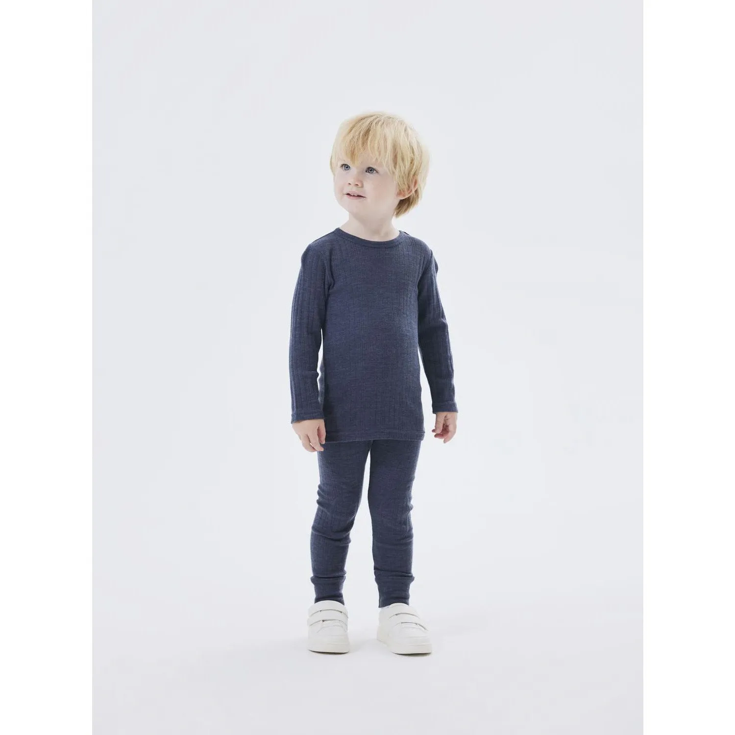 Name It Ombre Blue Wang Wool Needle Long Johns Solid Noos