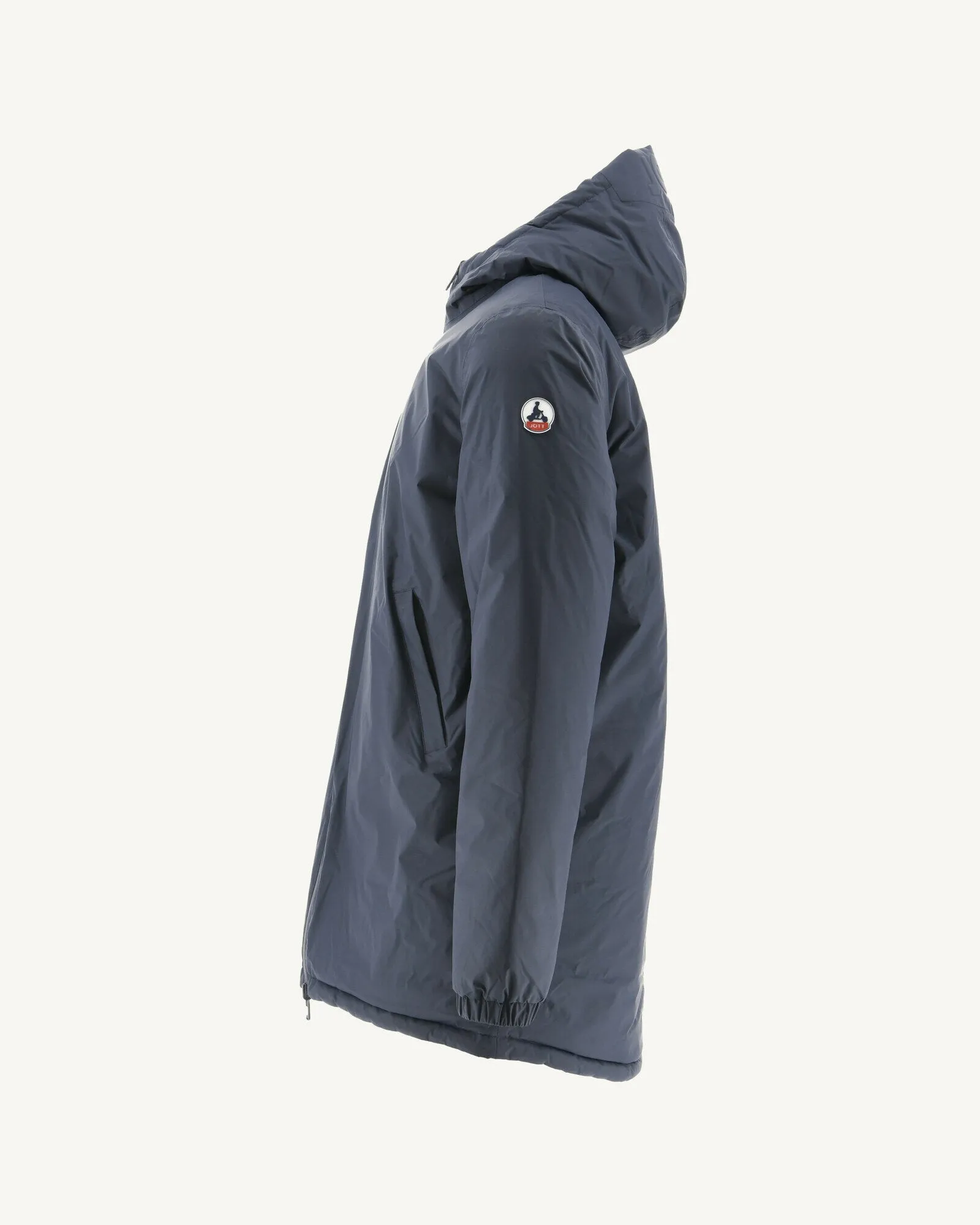 Navy Amsterdam long reversible hooded puffer jacket