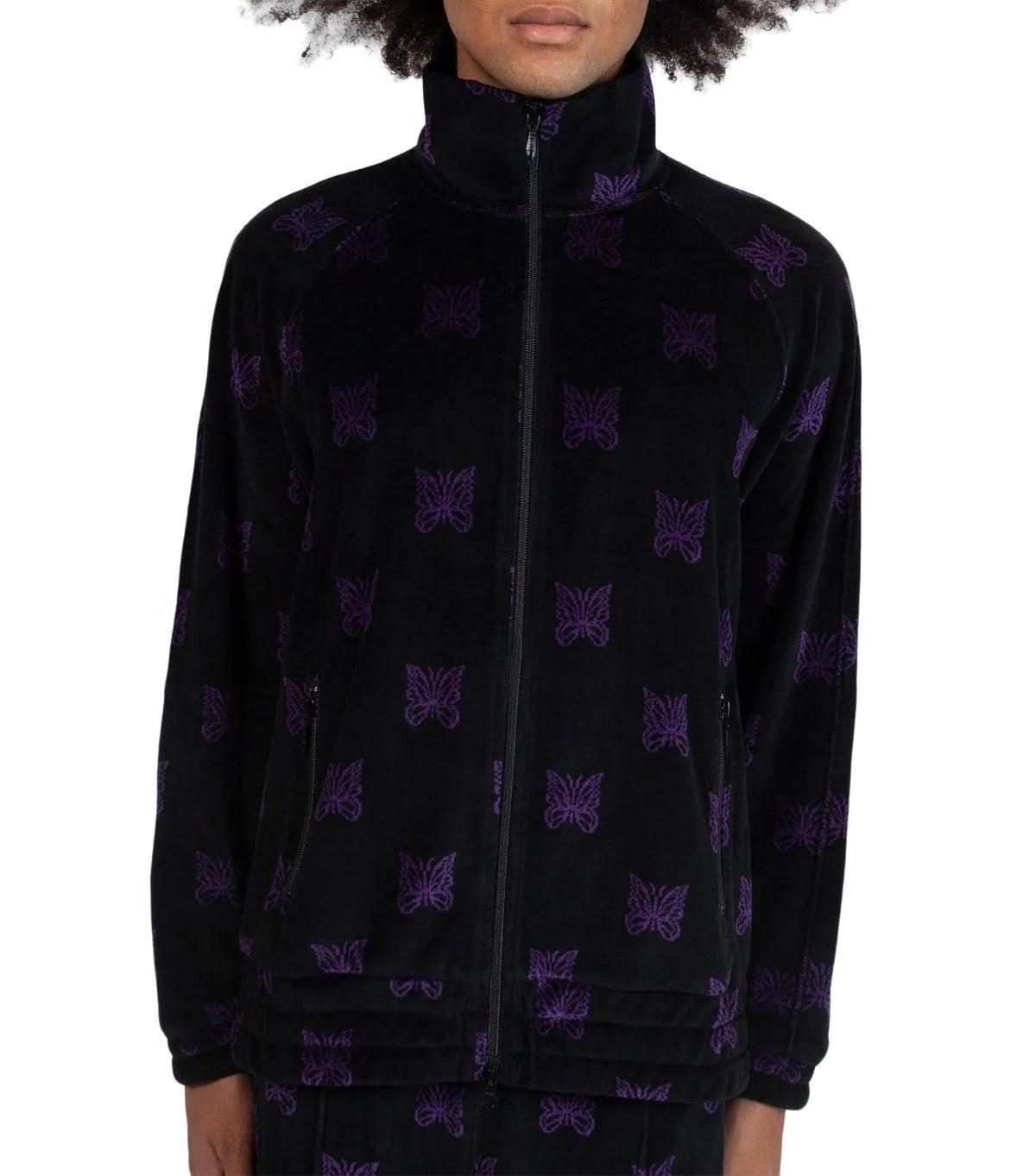 Needles Papillon Velour Track Jacket Black Purple