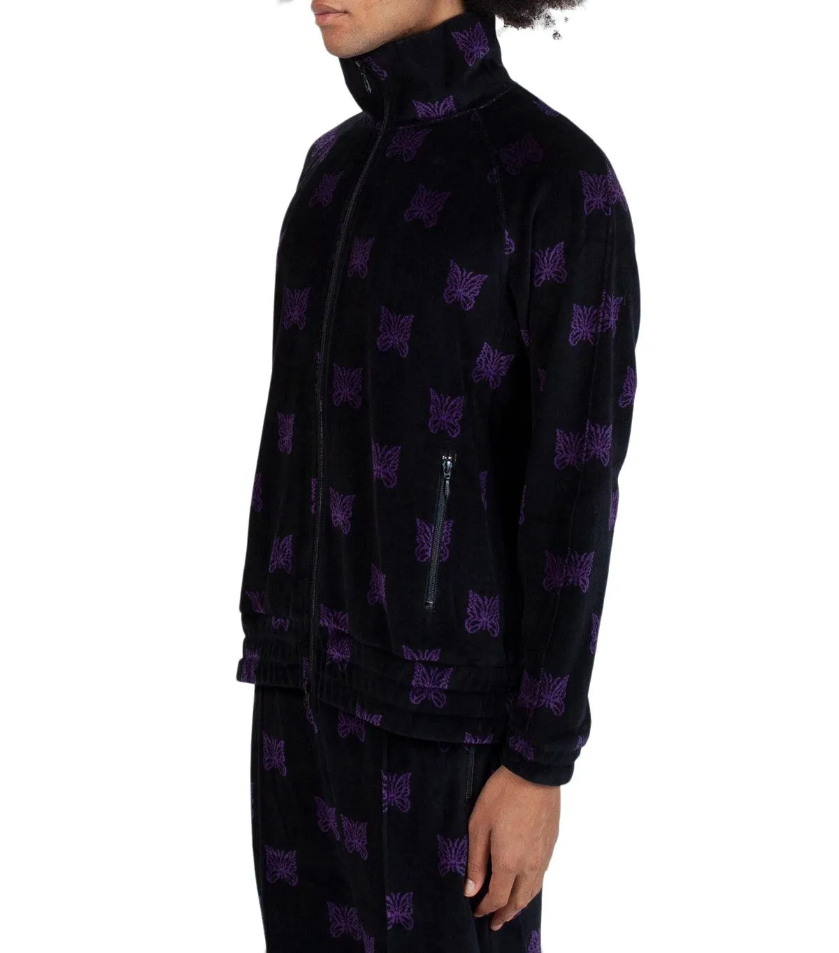 Needles Papillon Velour Track Jacket Black Purple