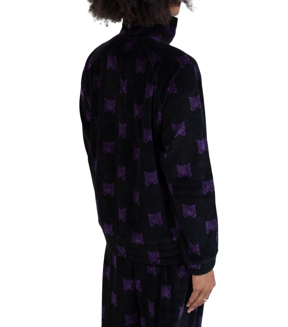 Needles Papillon Velour Track Jacket Black Purple