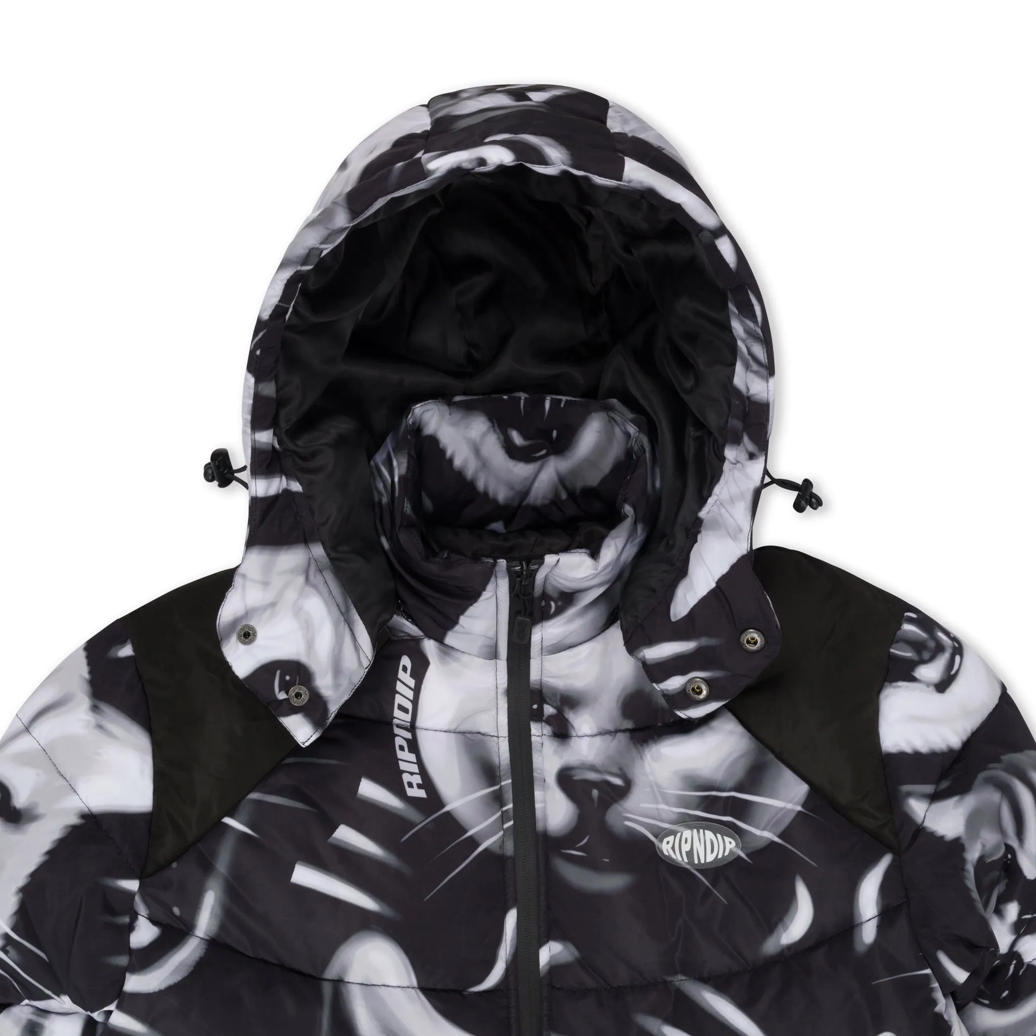 Neon Cat Puffer Jacket (Black)