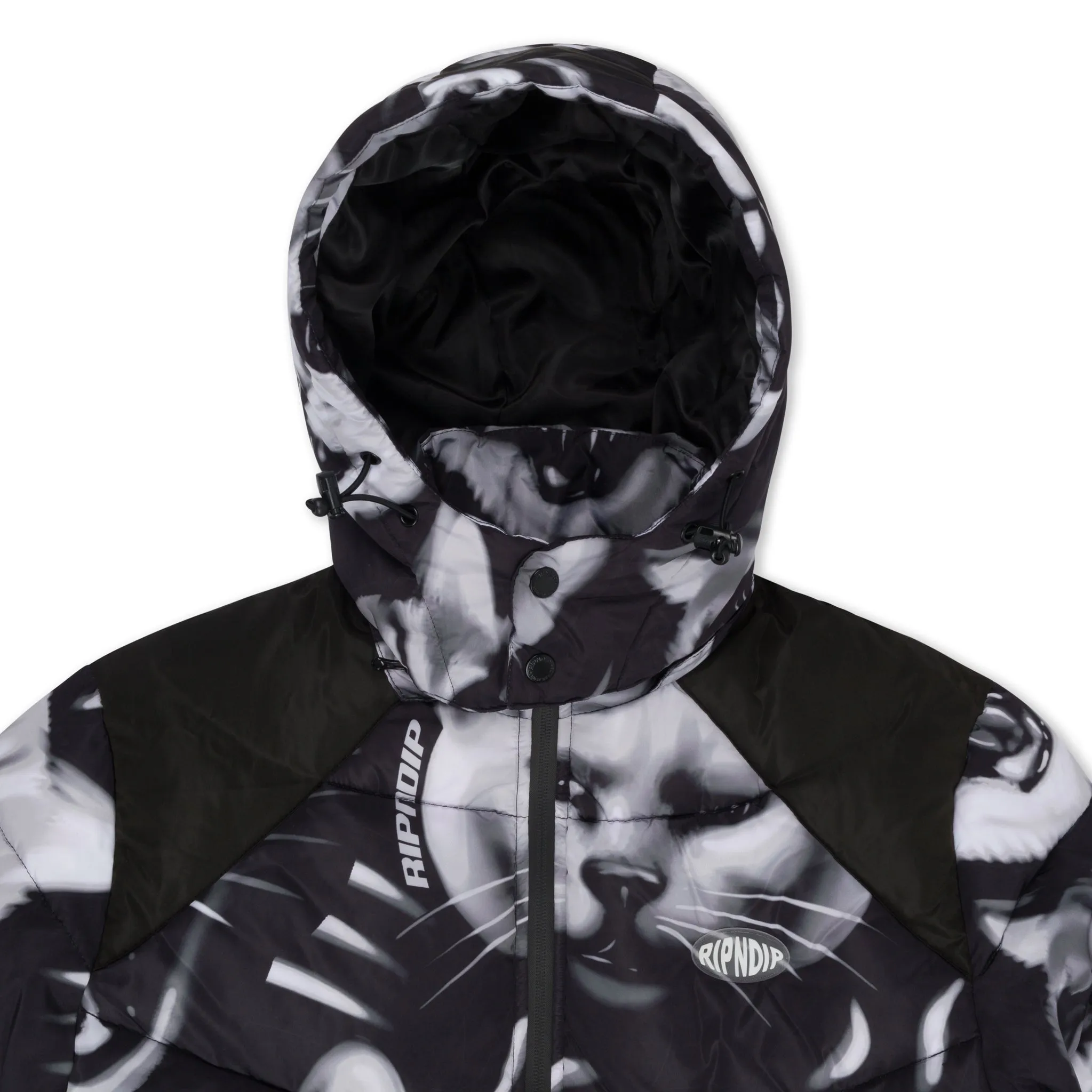 Neon Cat Puffer Jacket (Black)