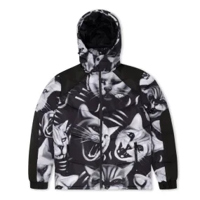 Neon Cat Puffer Jacket (Black)