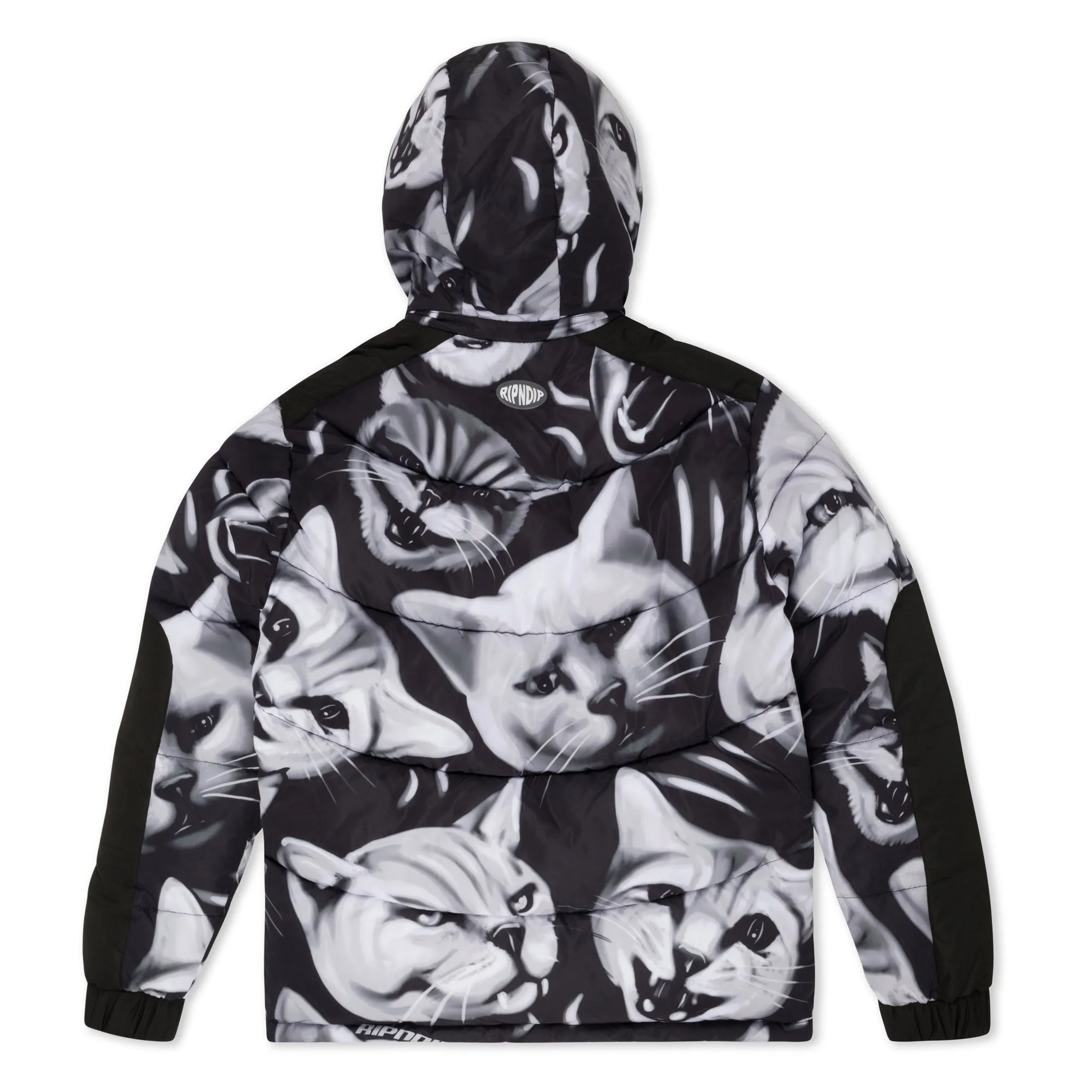 Neon Cat Puffer Jacket (Black)