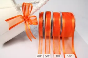 Orange Sheer Ribbon w/ Satin Edge | 3/8"