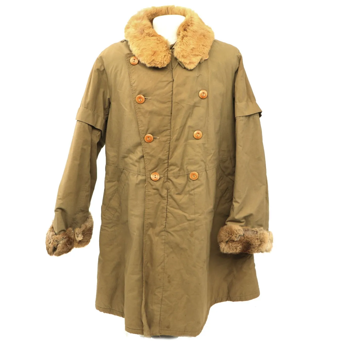 Original Imperial Japanese Army WWII Quilted Rabbit Fur Lined Winter Coat, Pants and Gaiter Set