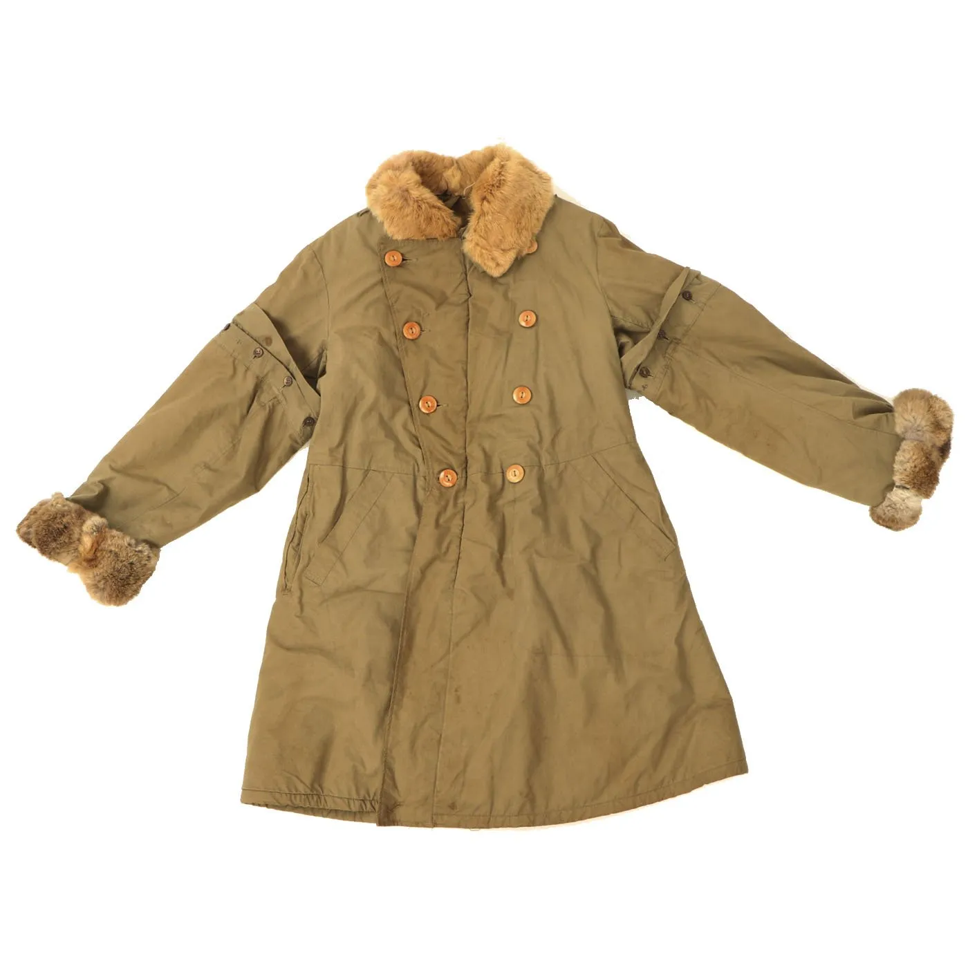 Original Imperial Japanese Army WWII Quilted Rabbit Fur Lined Winter Coat, Pants and Gaiter Set