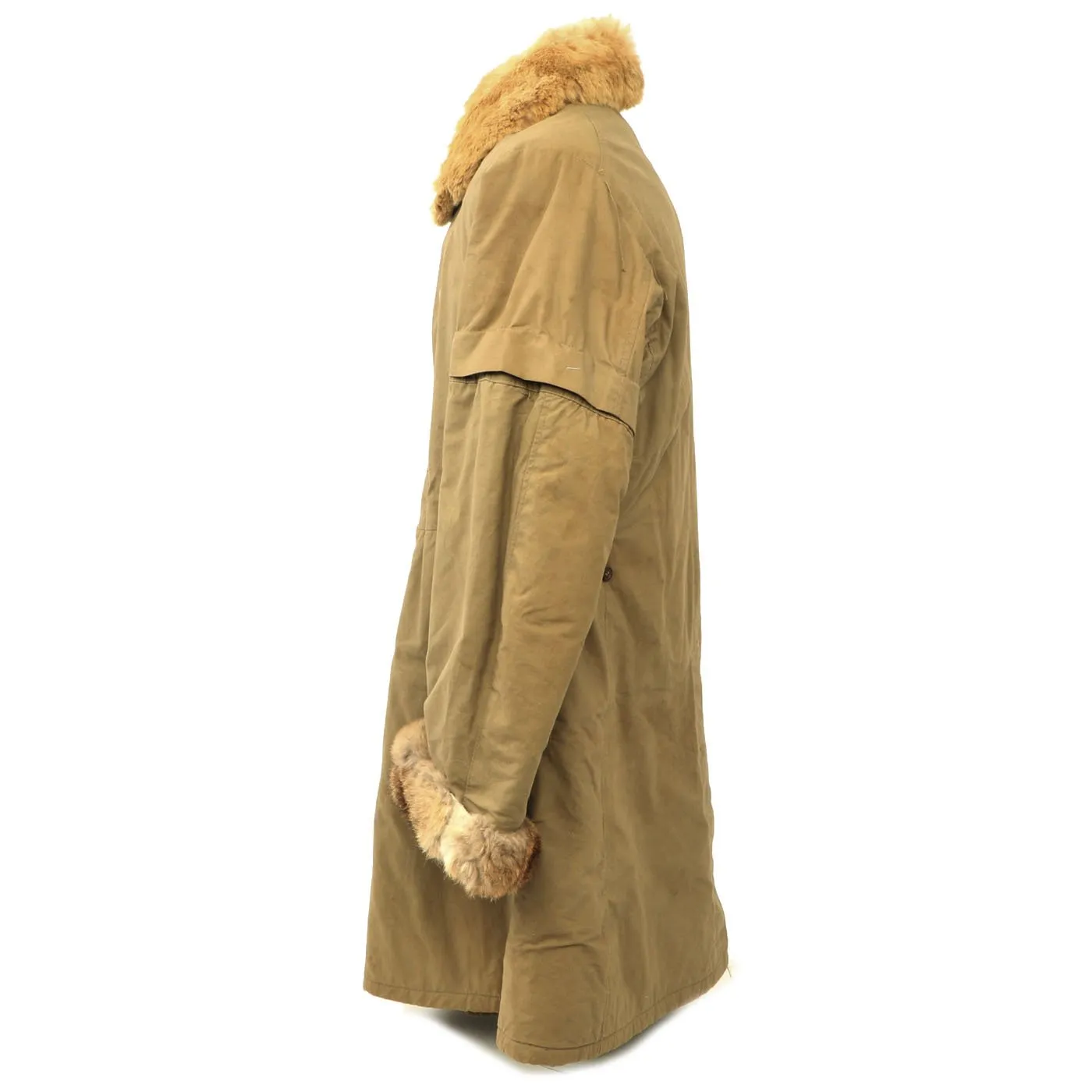 Original Imperial Japanese Army WWII Quilted Rabbit Fur Lined Winter Coat, Pants and Gaiter Set