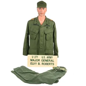 Original U.S. Vietnam War 1st  Cavalry Division OG-107 “Type III” Jungle Jacket With OG-106 “Ball Cap” For Major General Elvy Roberts - Formerly A.A.F. Tank Museum Collection