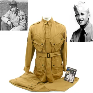 Original U.S. WWII 501st PIR Joe McGinley M1942 Paratrooper Jump Uniform with Letter and DVD