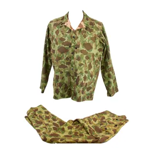 Original U.S. WWII US Marine Corps UNISSUED P-44 Camouflage Pattern Uniform Set - Frogskin Size 38