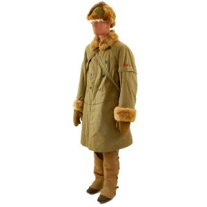 Original WWII IJA Japanese Enlistedman’s Arctic Combat Uniform and Gear Display on Mannequin