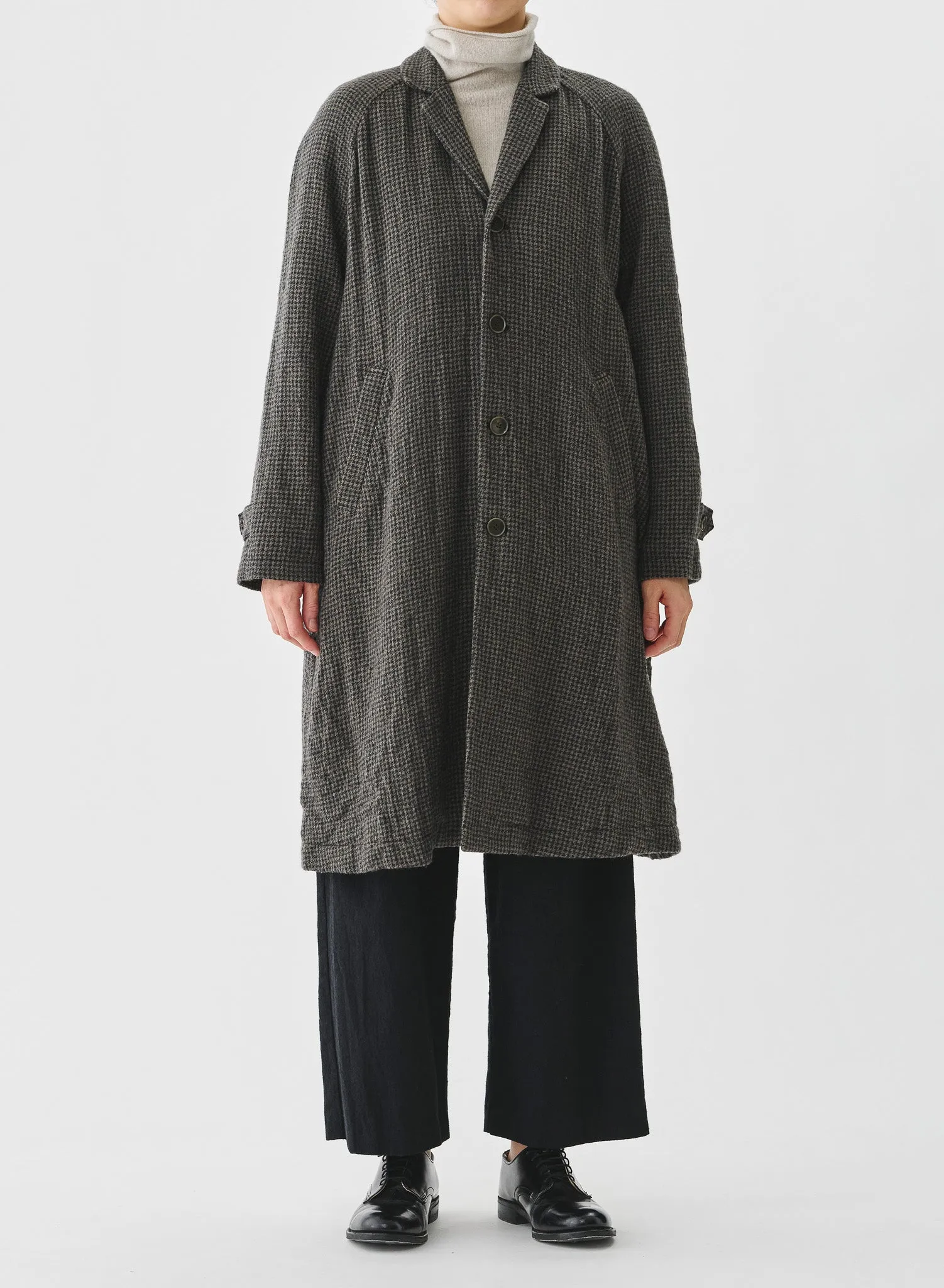 Pas De Calais - Wool Gauze Houndstooth Coat Beige