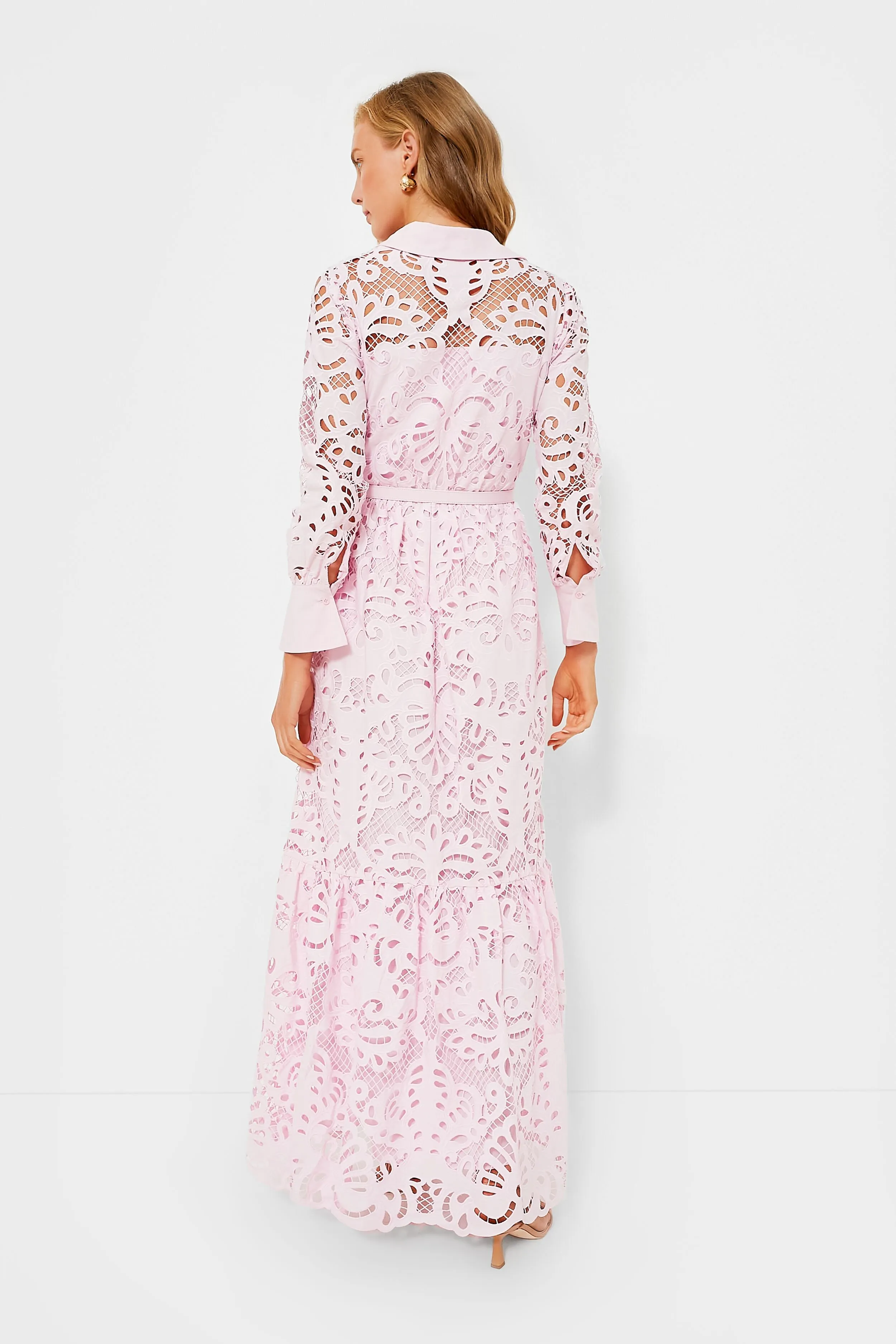 Pink Cotton Lace Maxi Dress