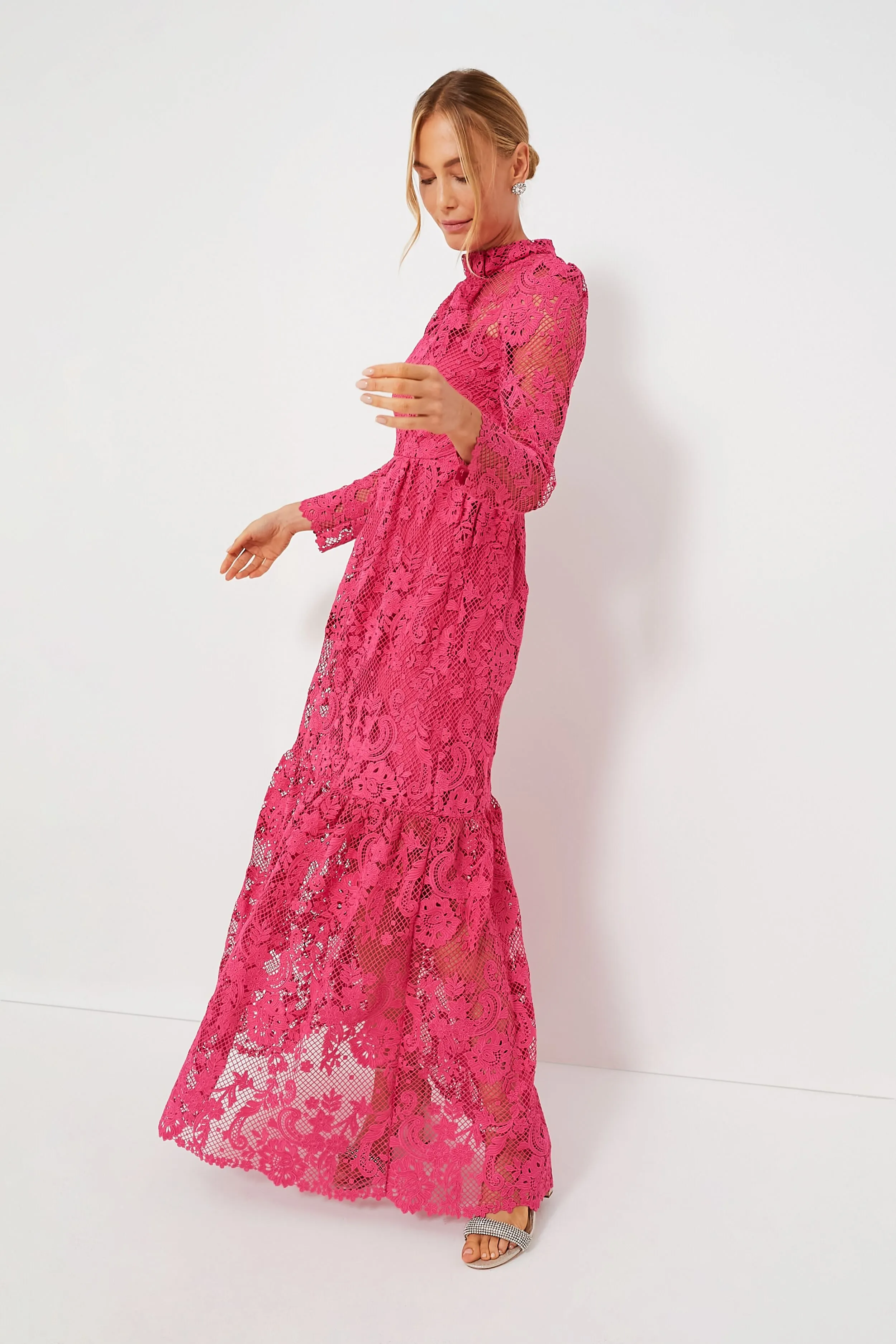 Pink Lace Maxi Dress