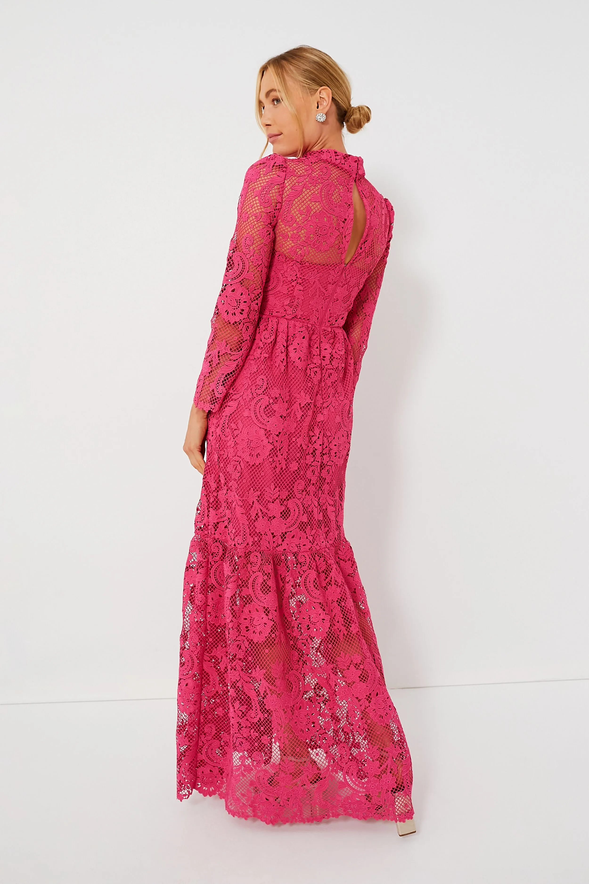 Pink Lace Maxi Dress