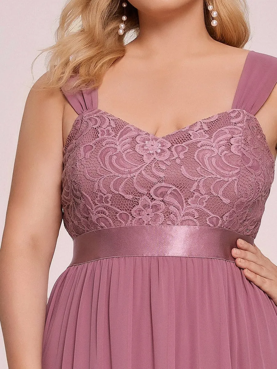 Plus Size Sleeveless Lace Sweetheart Maxi Bridesmaid Dress