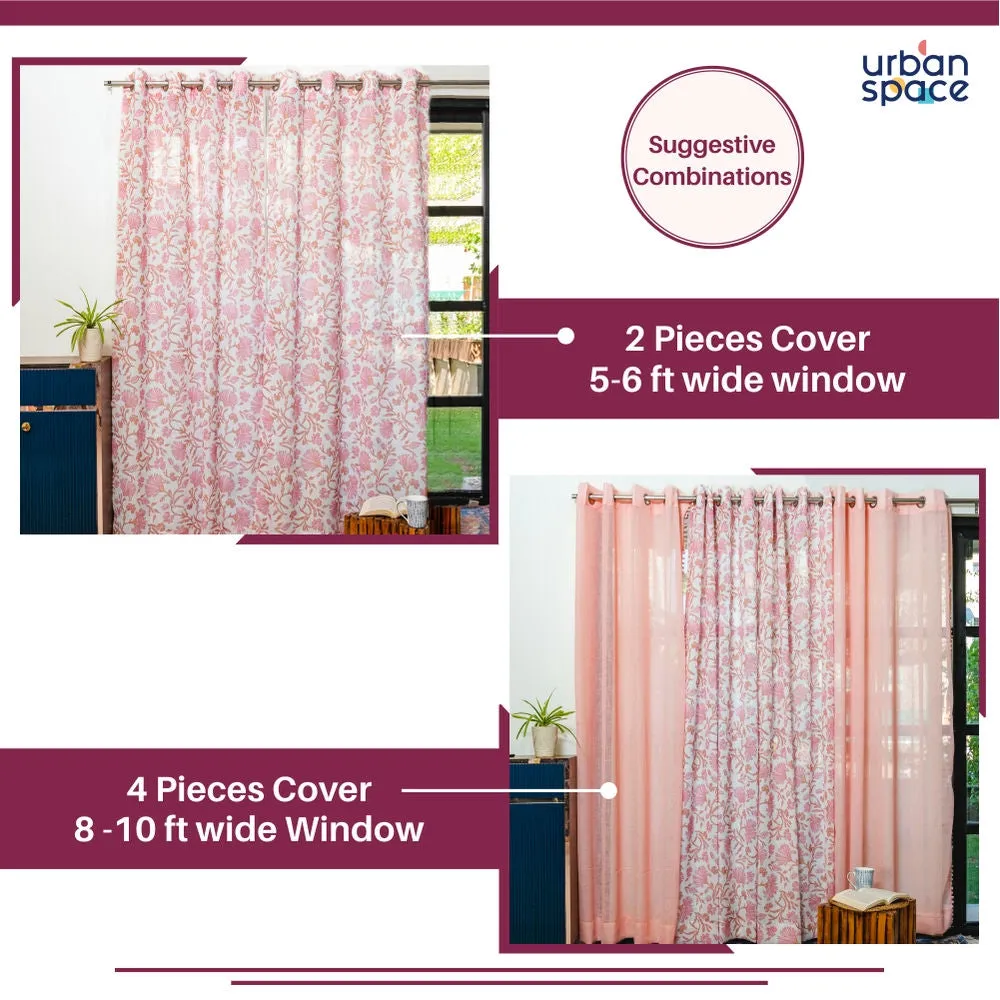 Printed Sheer Linen Curtains, Light Filtering, Pack of 2 Curtains - Zizy