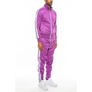 Purple Striped Tape Track Suit