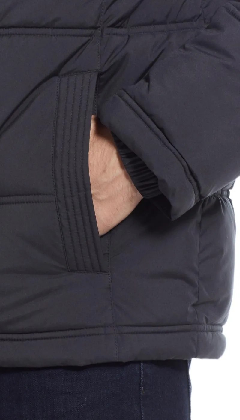 QUILTED PUFFER WITH ATTACHED HOOD