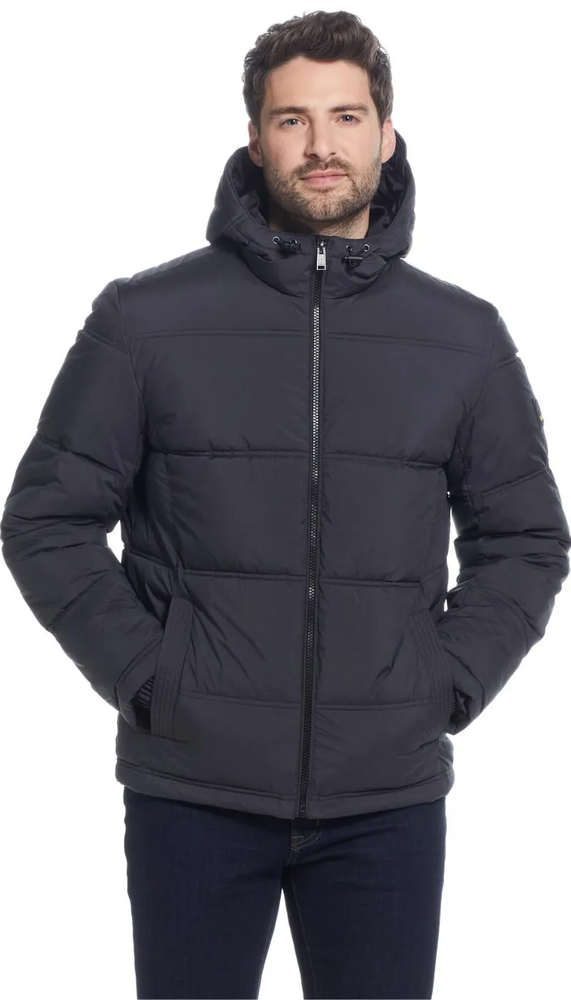 QUILTED PUFFER WITH ATTACHED HOOD